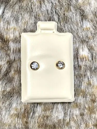 10k Gold Cubic Zirconia Stone Stud Post Earrings