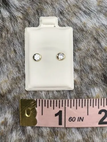 10k Gold Cubic Zirconia Stone Stud Post Earrings