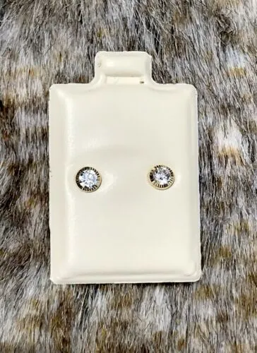 10k Gold Cubic Zirconia Stone Stud Post Earrings