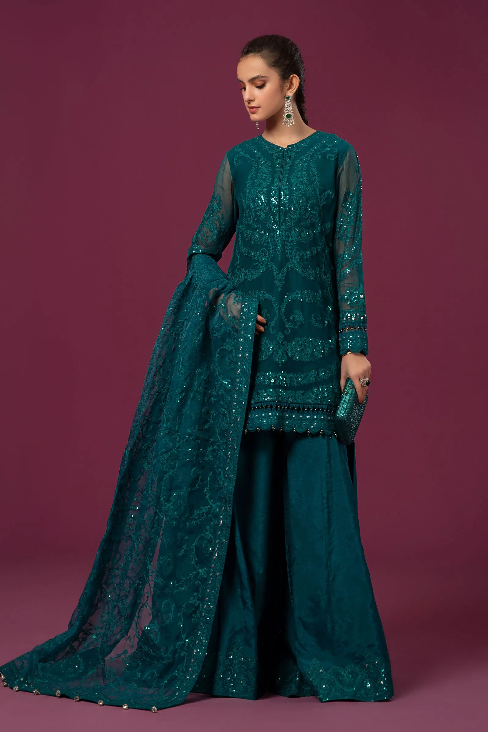 3 Piece Embroidered Organza Suit | SF-EF24-39