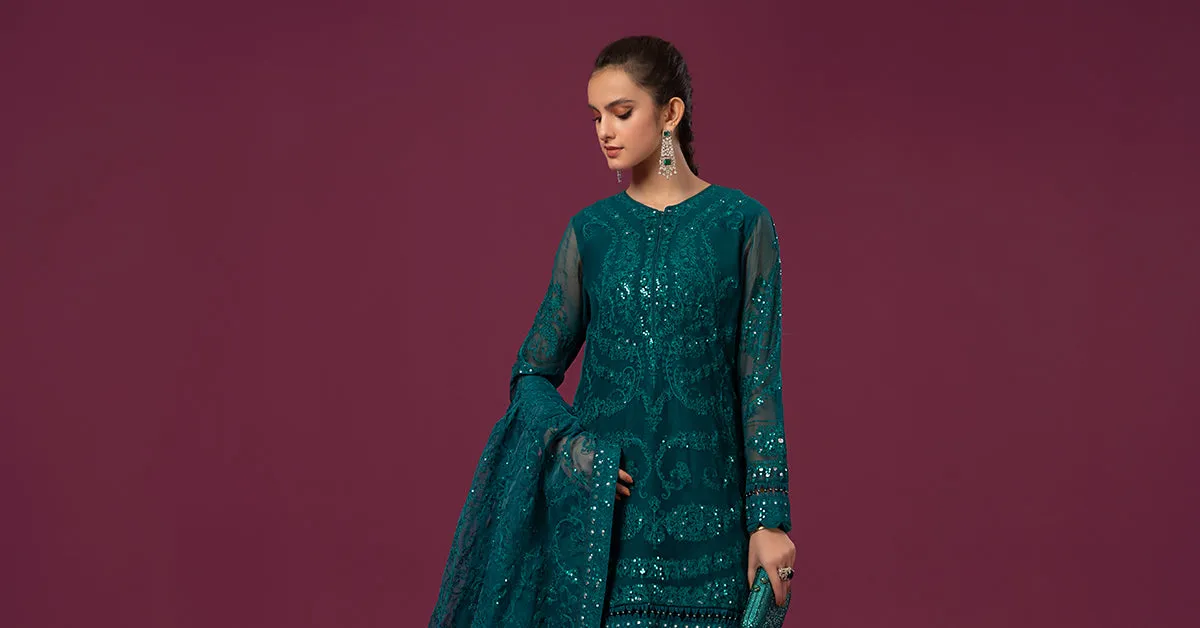 3 Piece Embroidered Organza Suit | SF-EF24-39