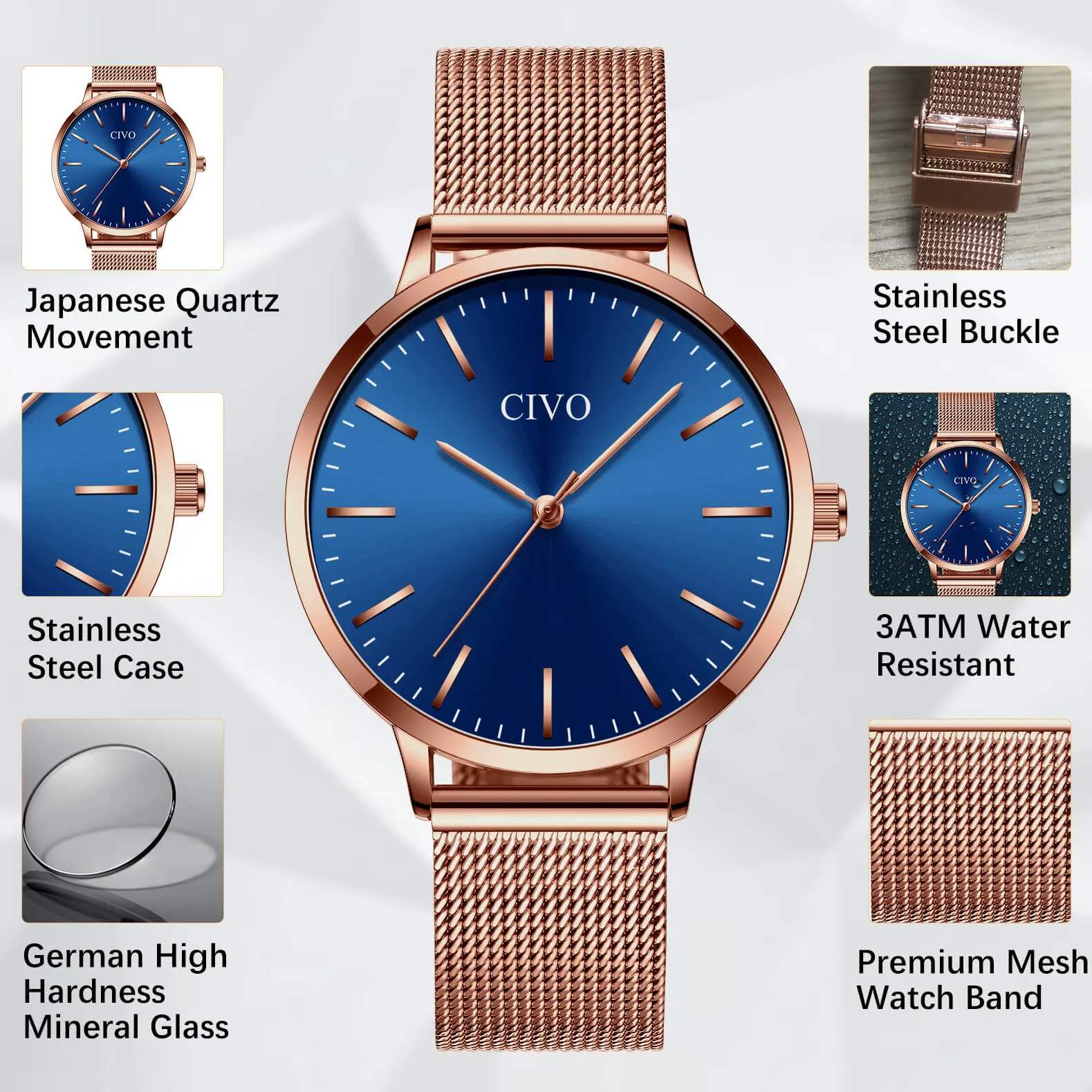 8060C | Quartz Women Watch | Mesh Band