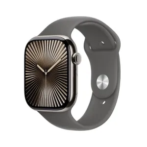 Apple Watch Series 10 GPS   Cellular Natural Titanium Case with Stone Gray Sport Band