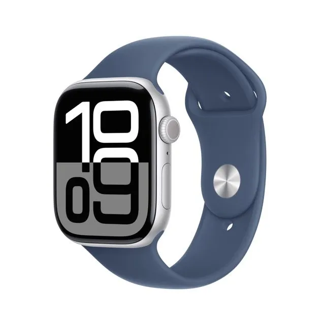 Apple Watch Series 10 GPS Silver Aluminum Case with Denim Sport Band