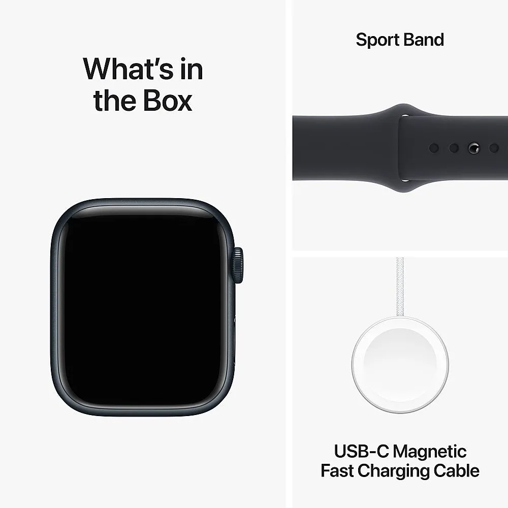 Apple Watch Series 9 45mm 2024 (GPS) Midnight Aluminum Case with Midnight Sport Band - M/L - Midnight