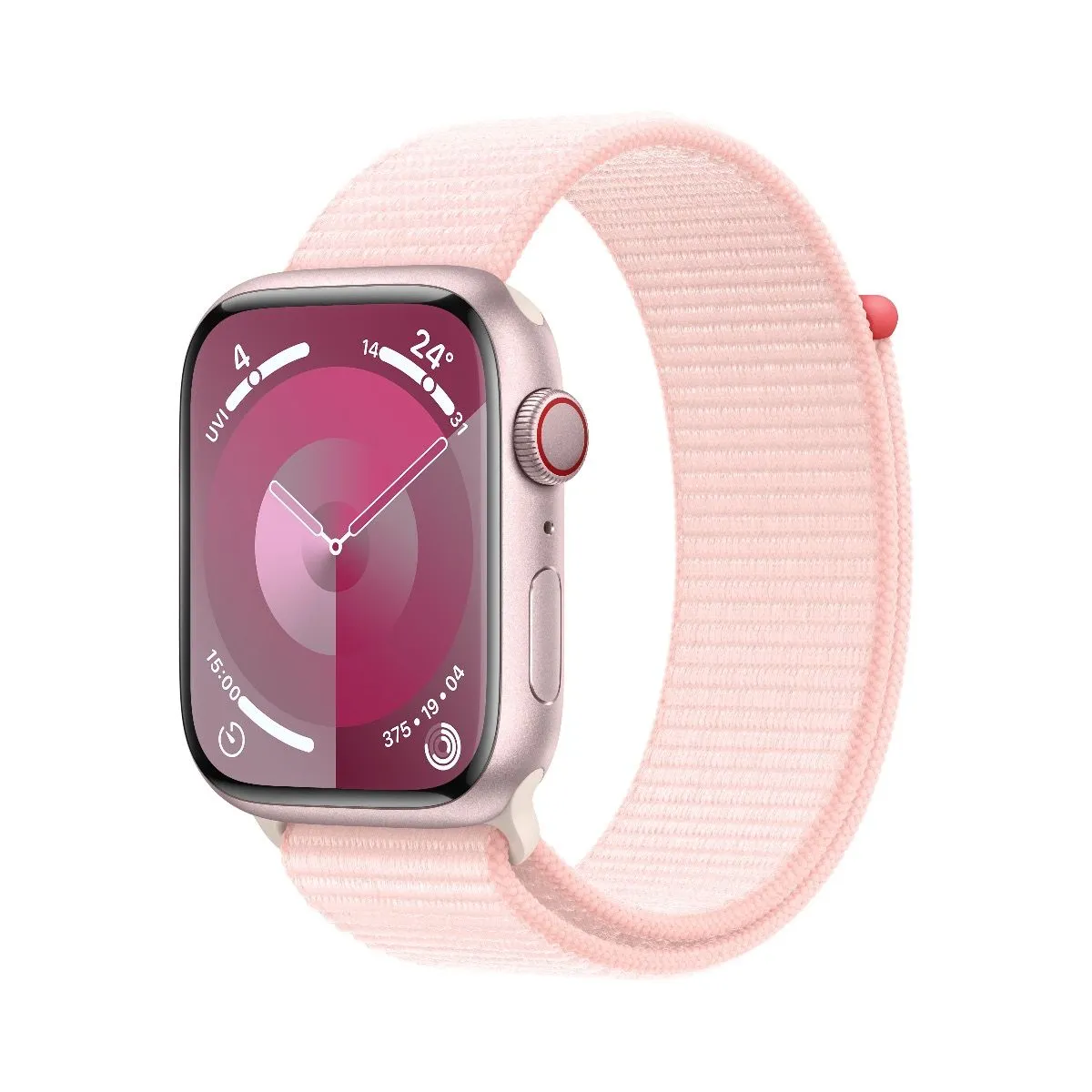 Apple Watch Series 9 Pink Aluminium Case with Light Pink Sport Loop