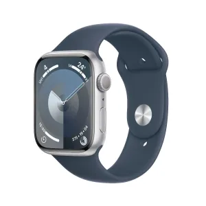 Apple Watch Series 9 Silver Aluminium Case with Storm Blue Sport Band