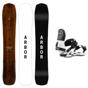 Arbor A-Frame Camber Snowboard with Arbor Hemlock Boss Dog Snowboard Binding 2025