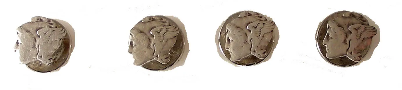 ARTISAN CUT MERCURY DIME STUD SET