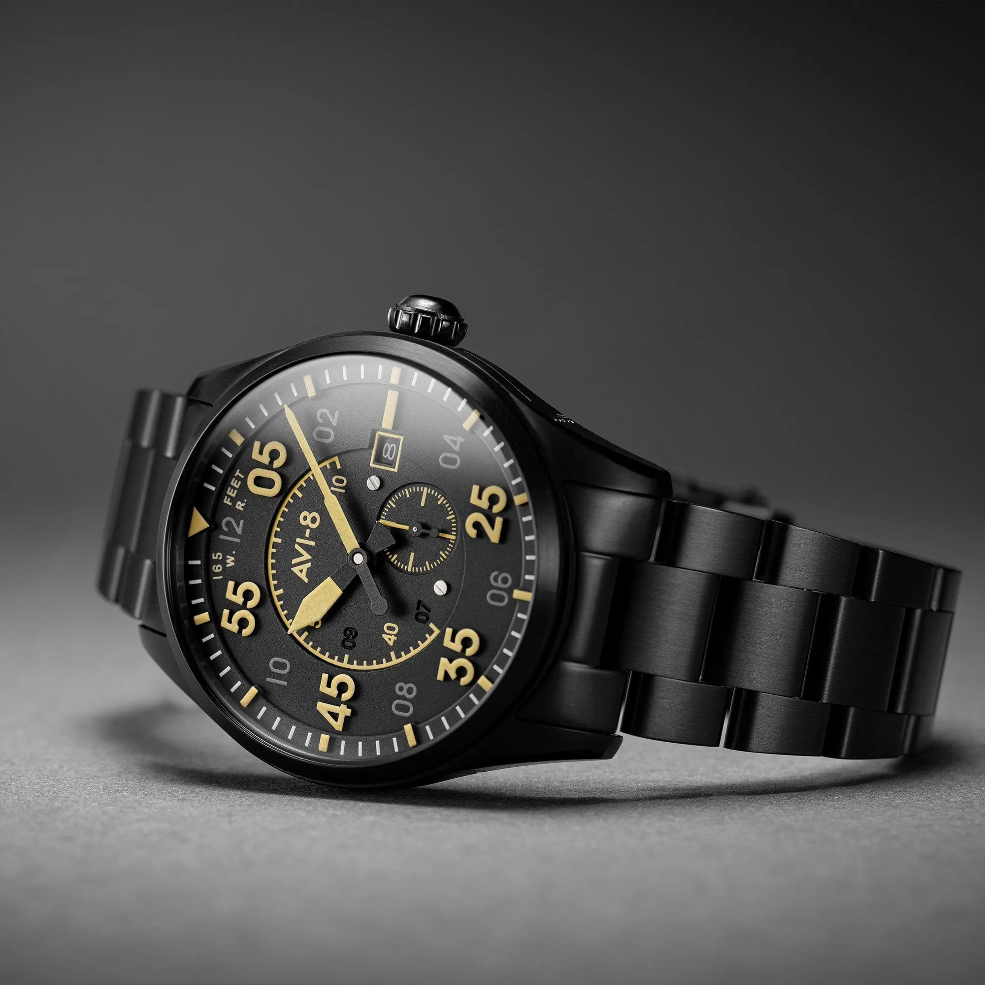 AVI-8 Midnight Chrome Yellow Spitfire Automatic Watch AV-4073-33