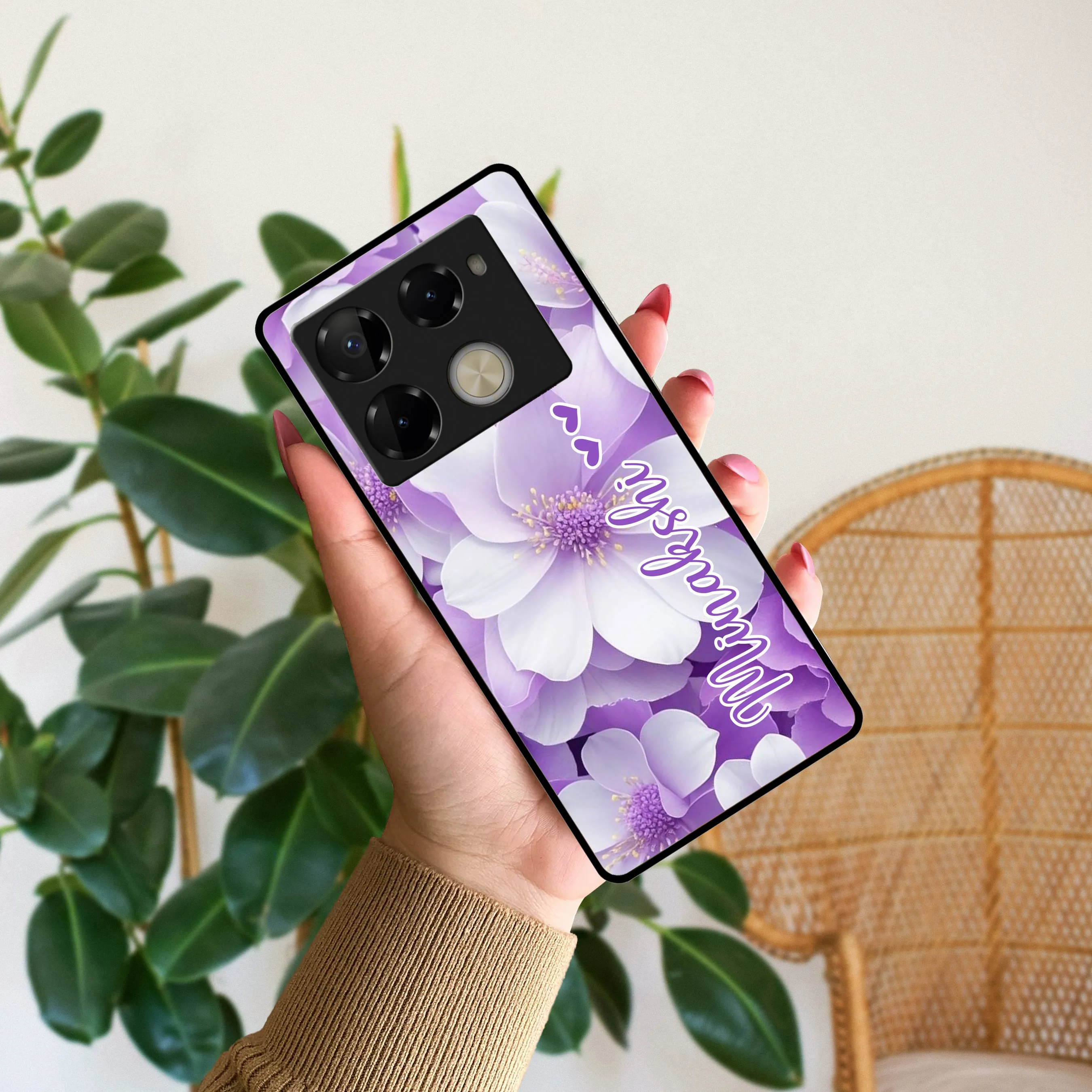 Awesome Purple Floral Glossy Customised Metal Case Cover For Infinix