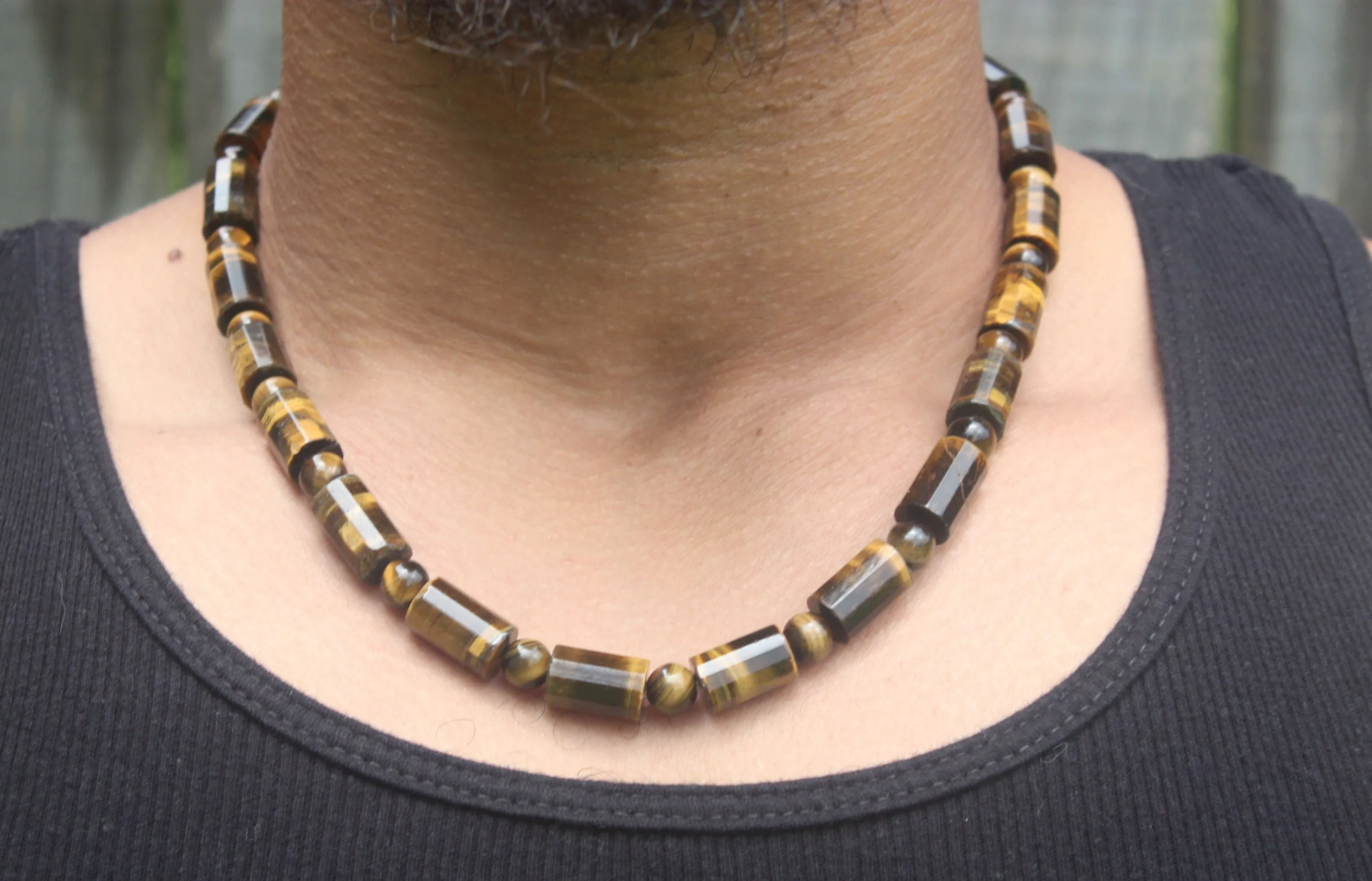 Barrel Beads Tiger Eye Necklace