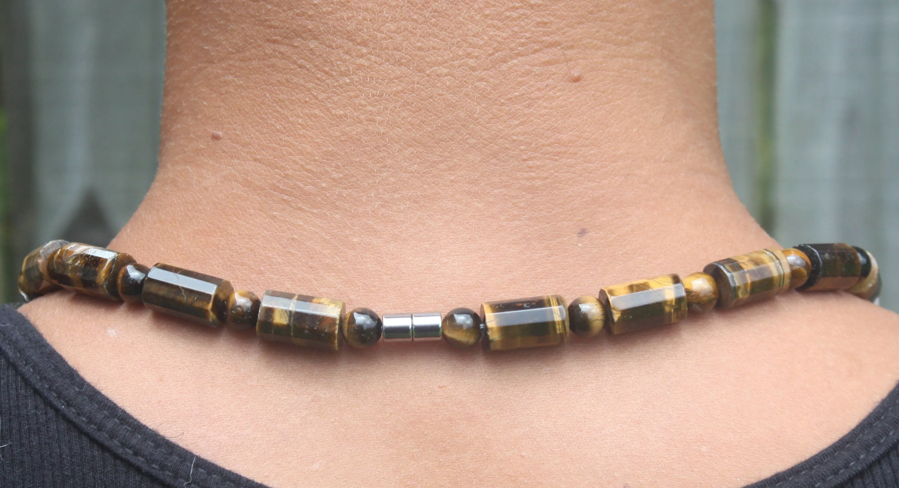 Barrel Beads Tiger Eye Necklace