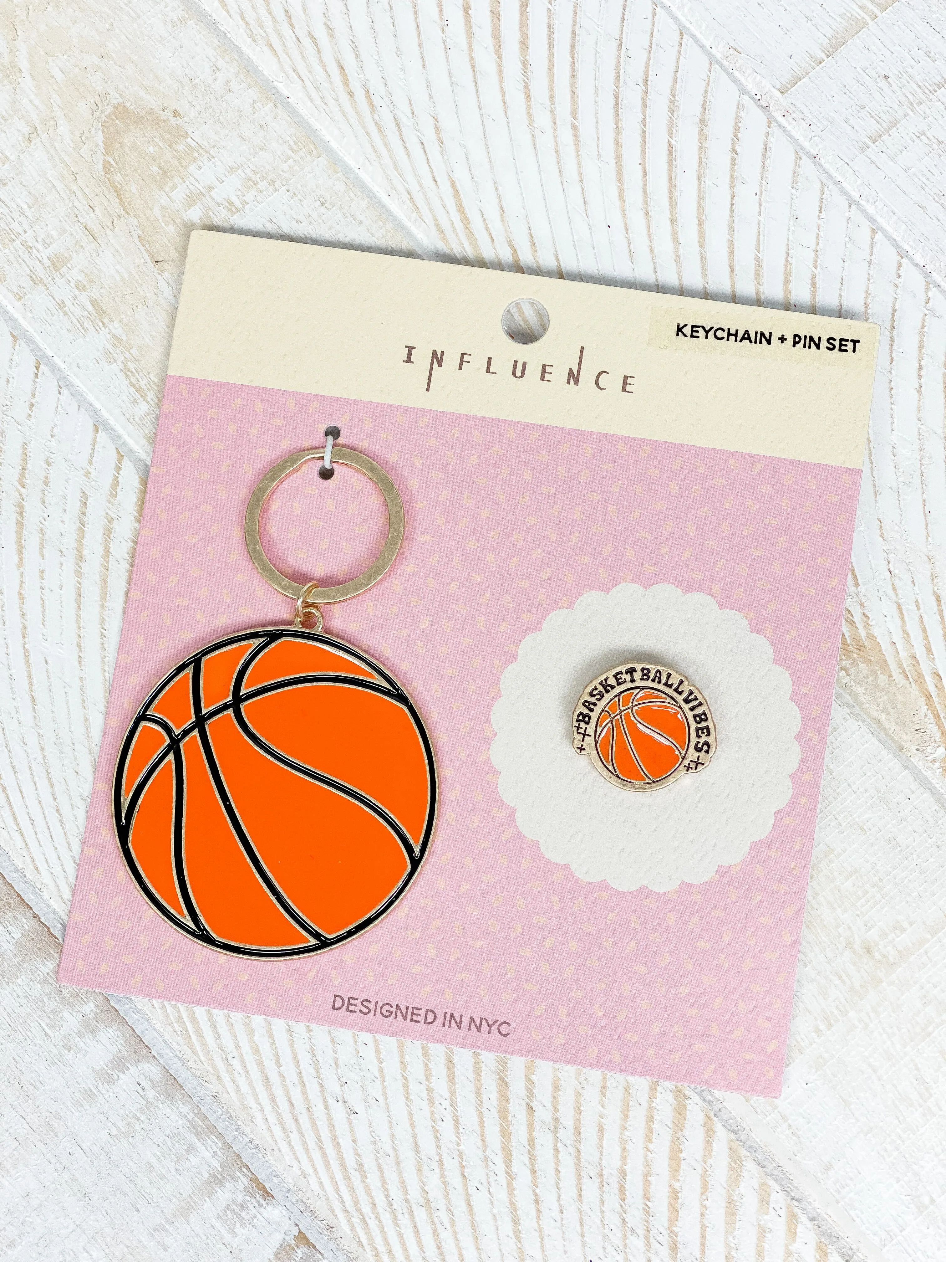 Basketball Enamel Keychain & Pin Set