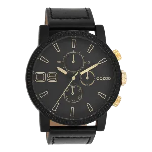 Black OOZOO watch with black leather strap - C11212