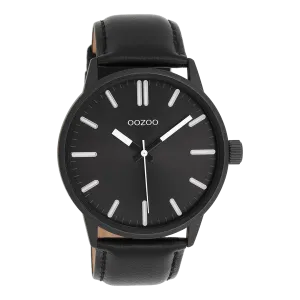 Black OOZOO watch with black leather strap - C11404