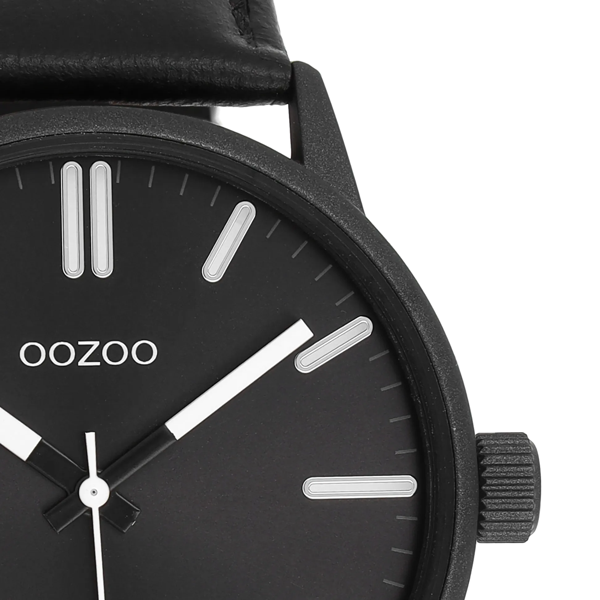 Black OOZOO watch with black leather strap - C11404