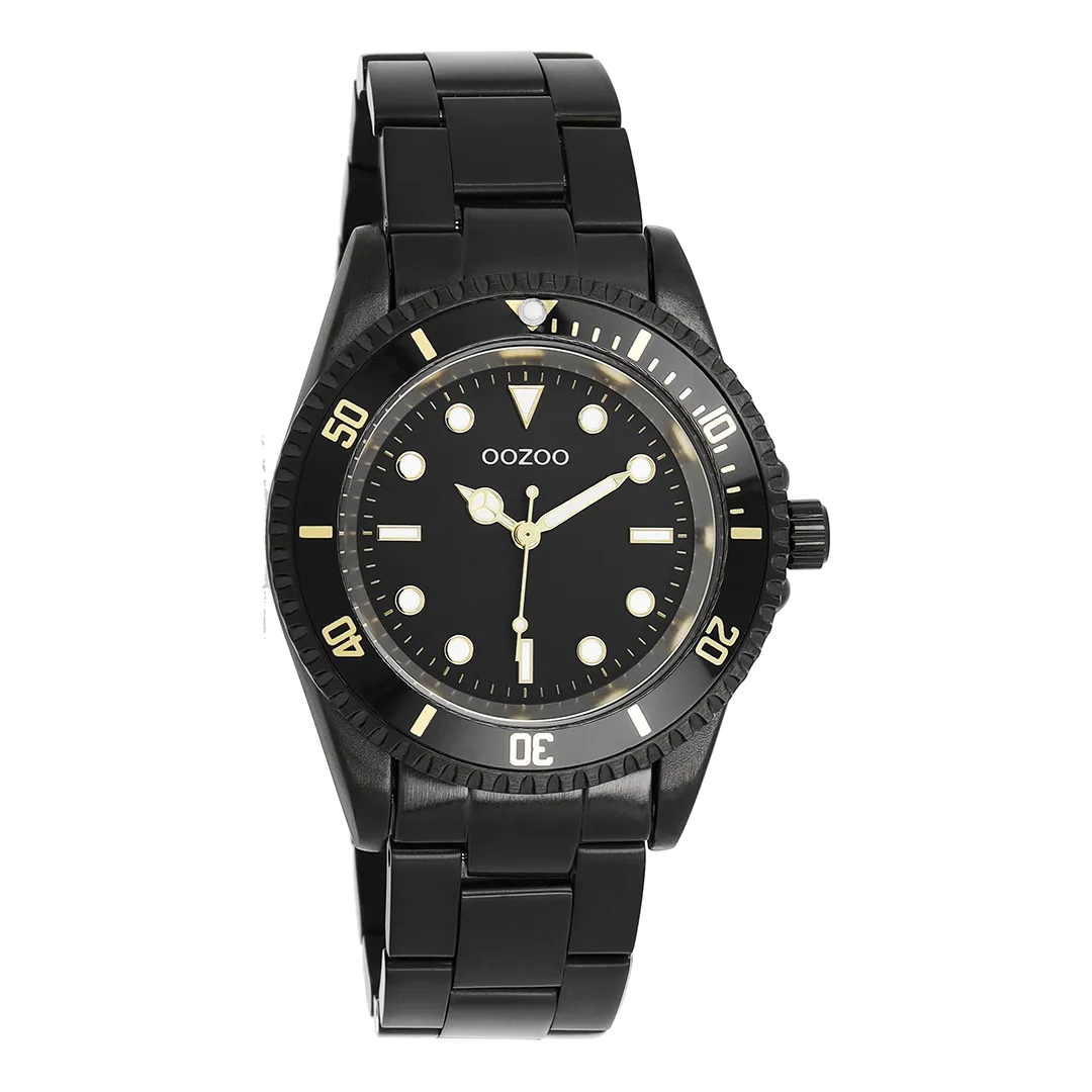 Black OOZOO watch with black stainless steel bracelet - C11149