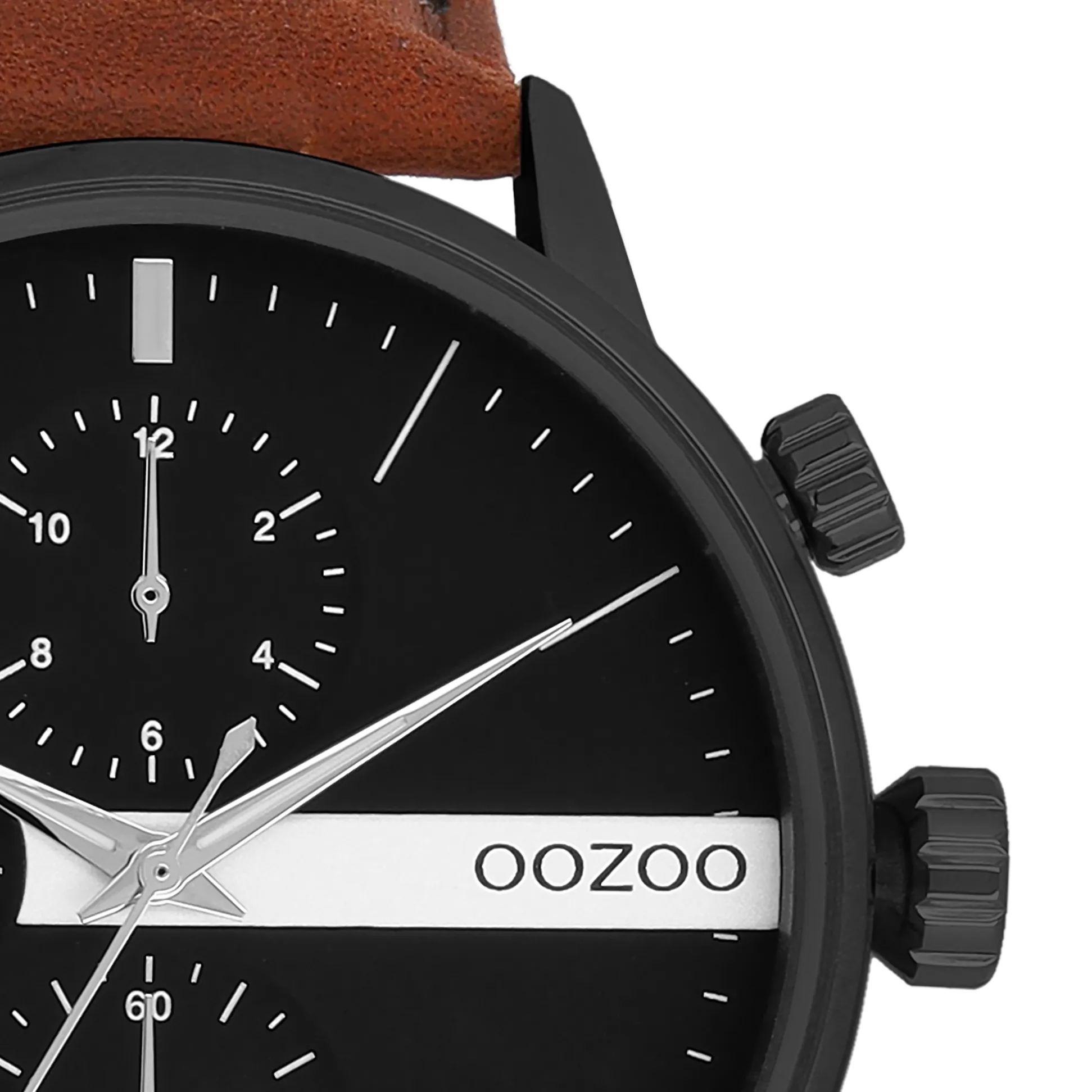 Black OOZOO watch with brown leather strap - C11223