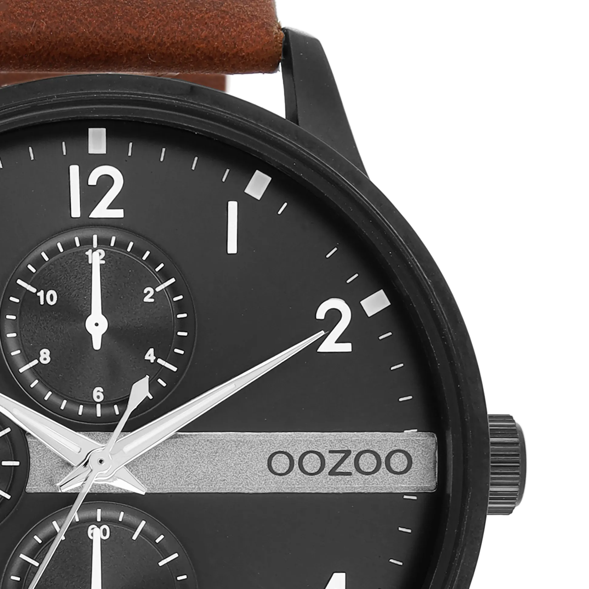 Black OOZOO watch with cognac leather strap - C11307