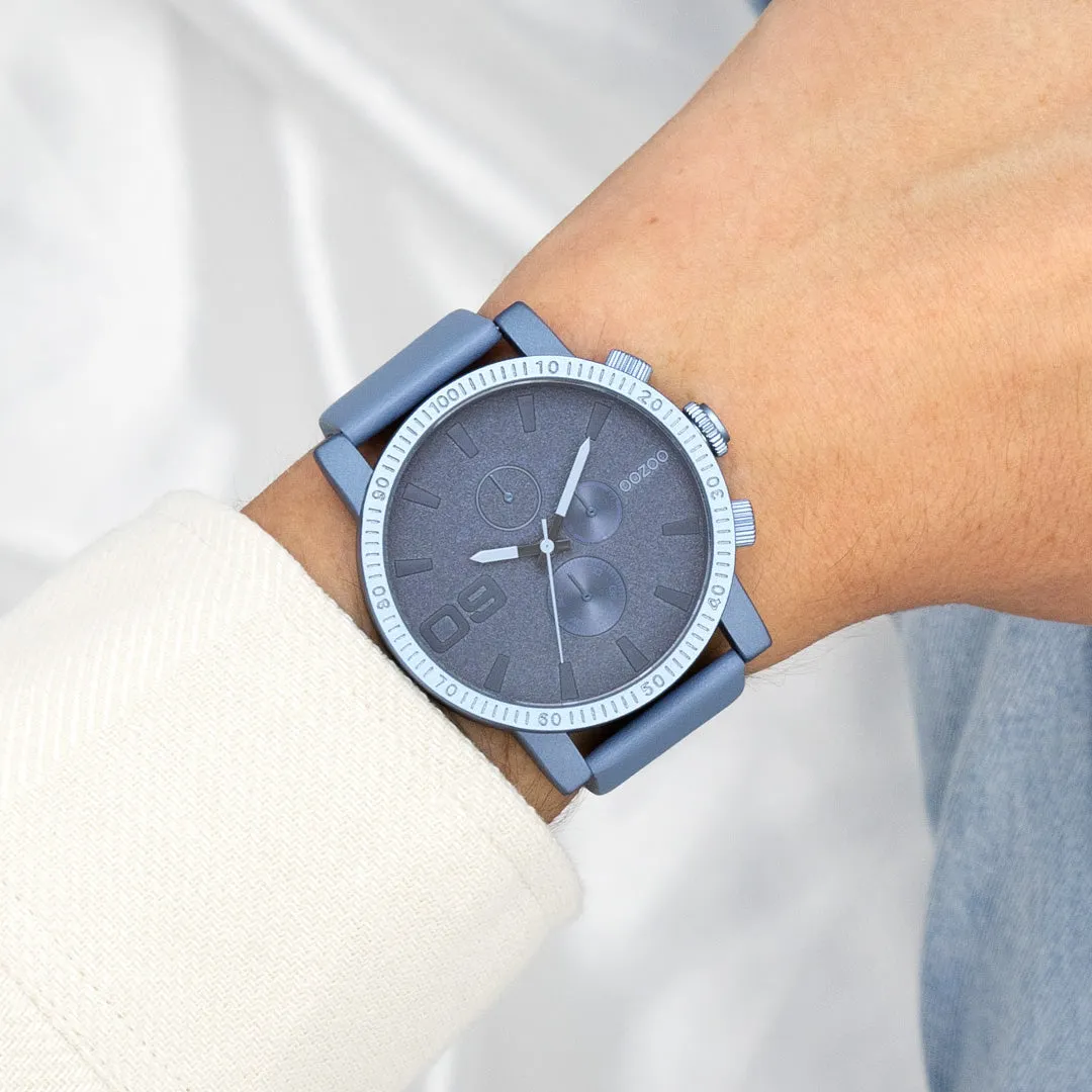 Blue OOZOO watch with blue leather strap - C11216