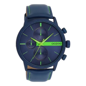 Blue OOZOO watch with blue leather strap - C11228