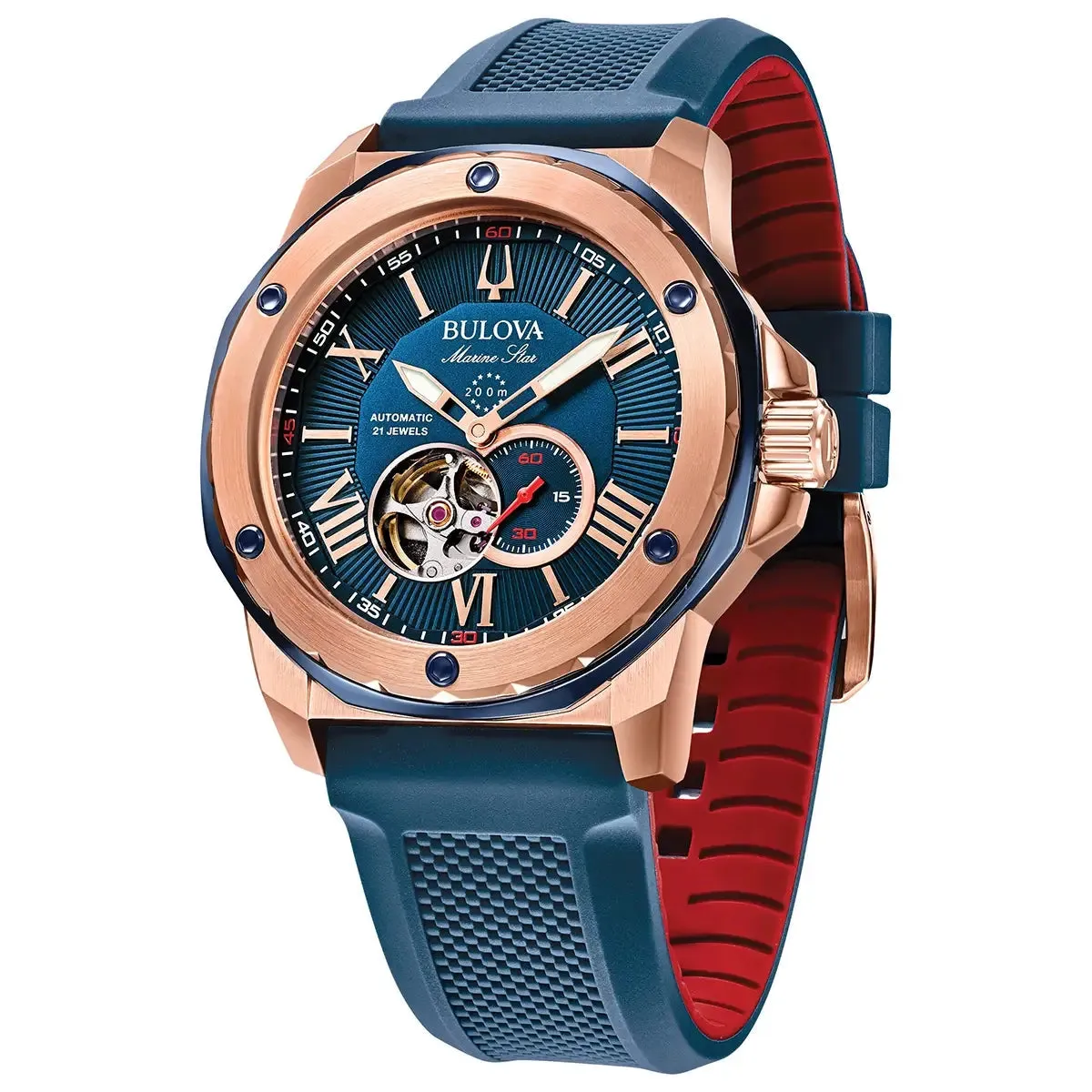 Bulova Marine Star Auto Men's Blue Watch 98A227