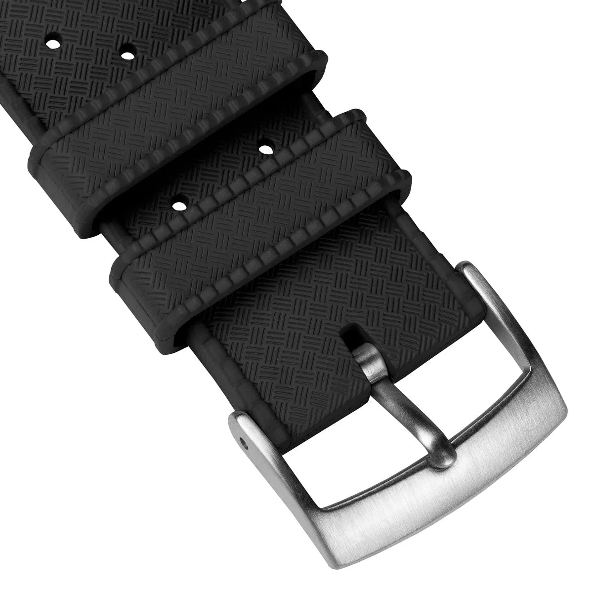 Classic Tropical Style FKM Rubber Watch Strap - Black