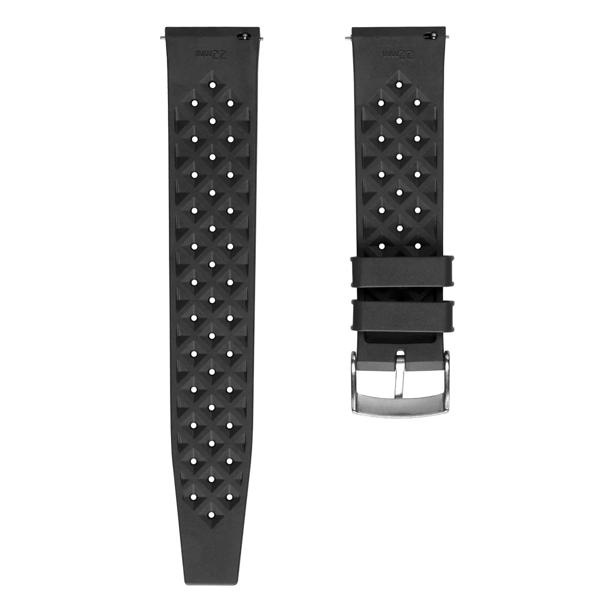 Classic Tropical Style FKM Rubber Watch Strap - Black