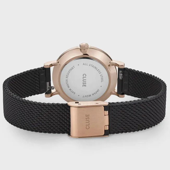 CLU Watch Boho Chic Petite Mesh Black Rose Gold