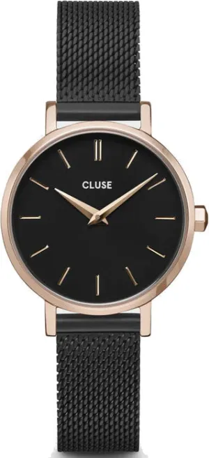 CLU Watch Boho Chic Petite Mesh Black Rose Gold