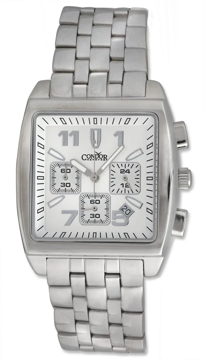 Condor Classic Chronograph Stainless Steel Mens Watch Date Silver Dial CWS112