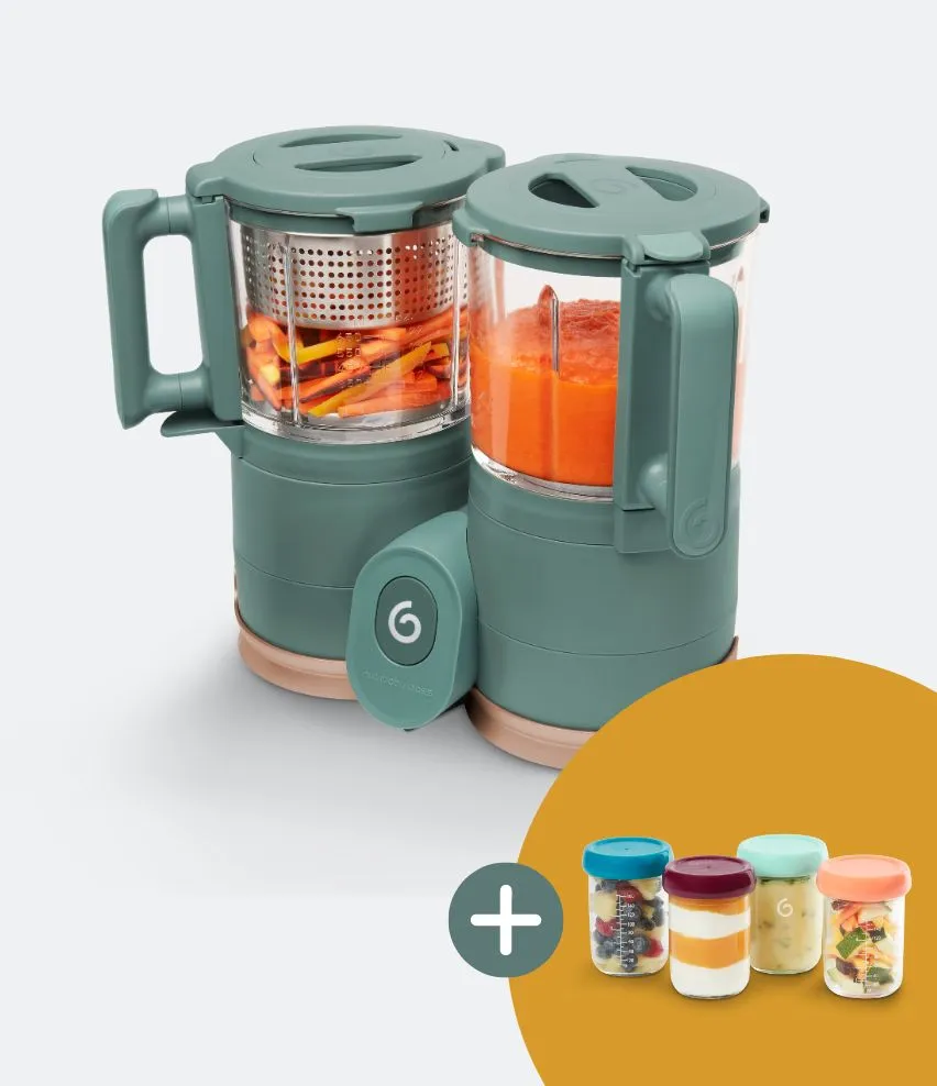 Duo Meal Glass Baby Food Maker (blender And Steamer)   4 Free Glass Food Containers