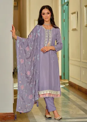 Exquisite Purple Premium Silk Festive Wear Salwar Suit