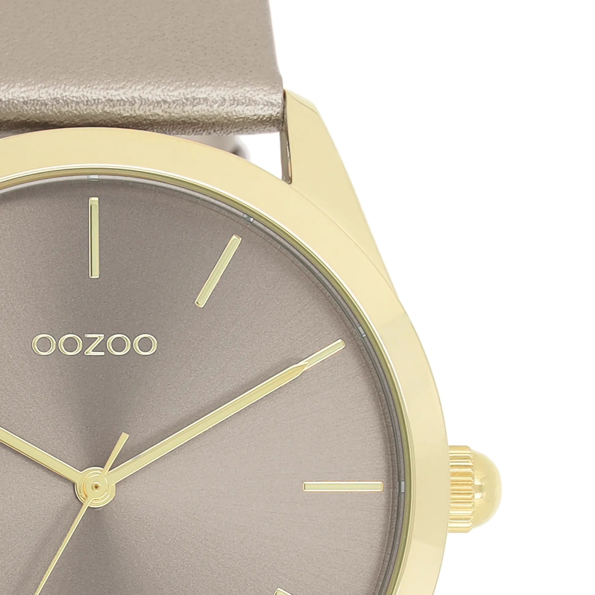 Gold coloured OOZOO watch with taupe leather strap - C11333