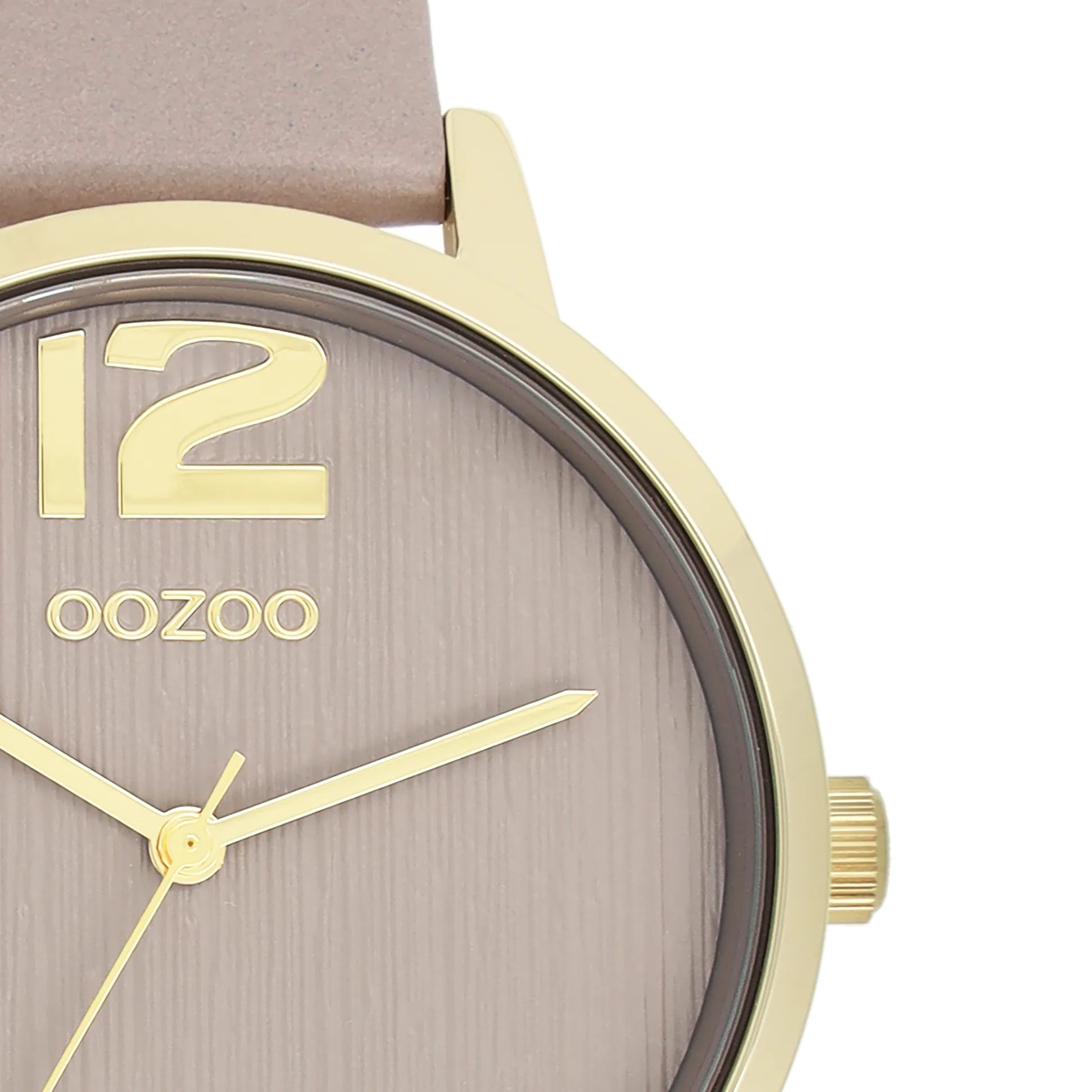 Gold coloured OOZOO watch with taupe leather strap - C11342