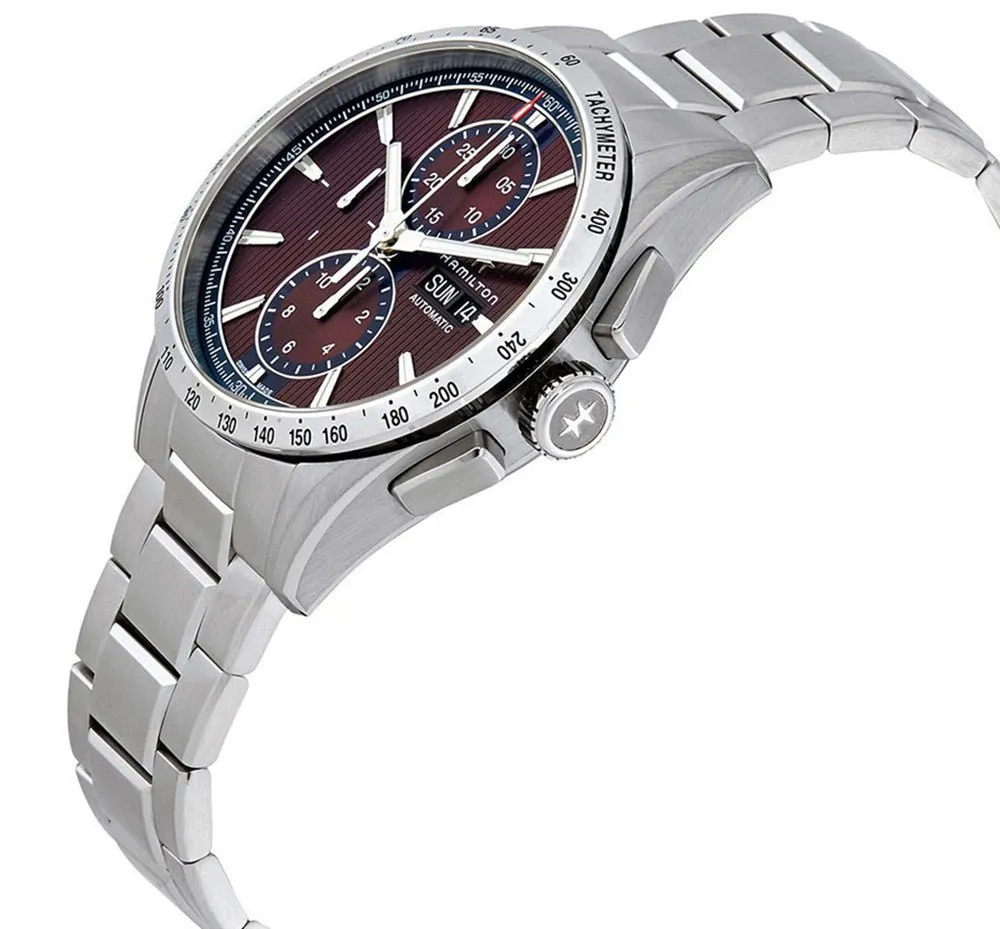 Hamilton Broadway Automatic Chronograph Stainless Steel Burgundy Dial Day/Date Mens Watch H43516171