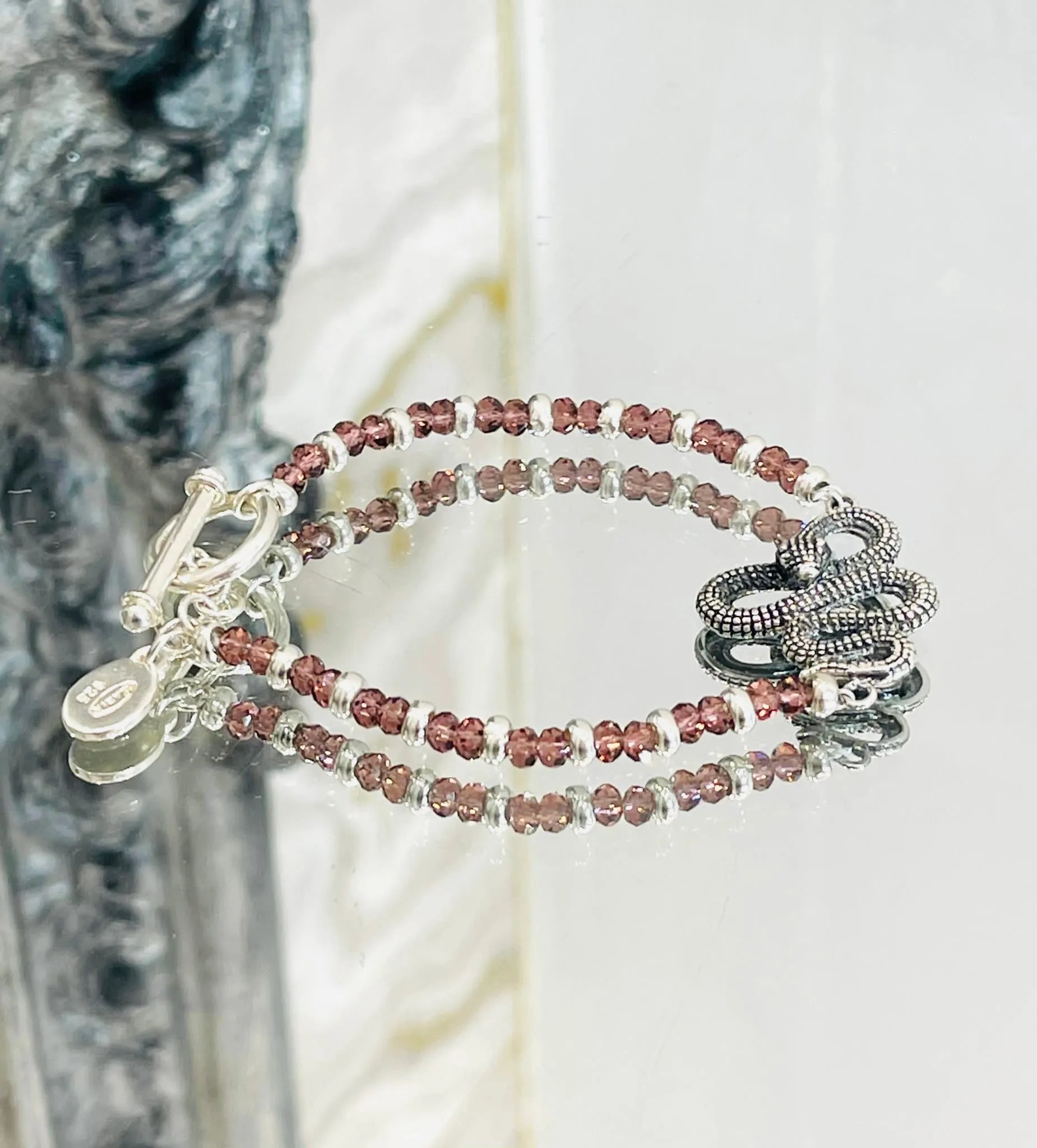 Ilari Silver & Gemstone Snake Bracelet