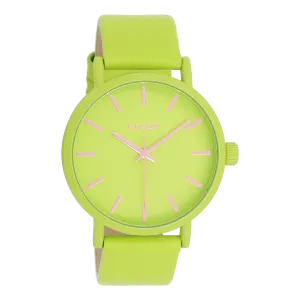 Lime green OOZOO watch with lime green leather strap - C11177