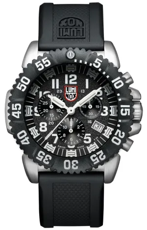 Luminox Navy SEAL Colormark Chronograph Stainless Steel Black Dial Black Rubber Strap Date Divers Quartz Mens Watch XS.3181.F