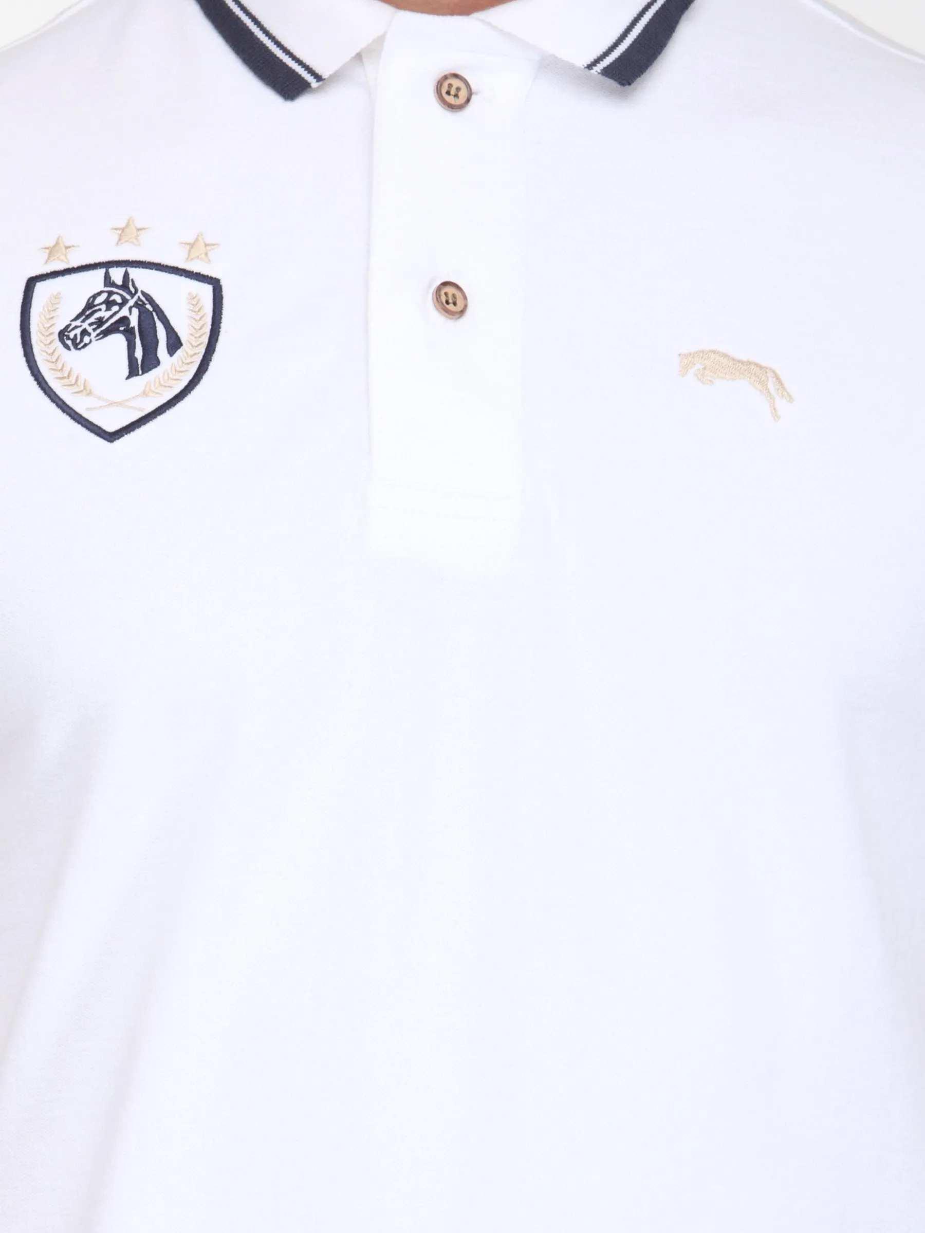 Men Ivory White Cotton & Spandex T-Shirt