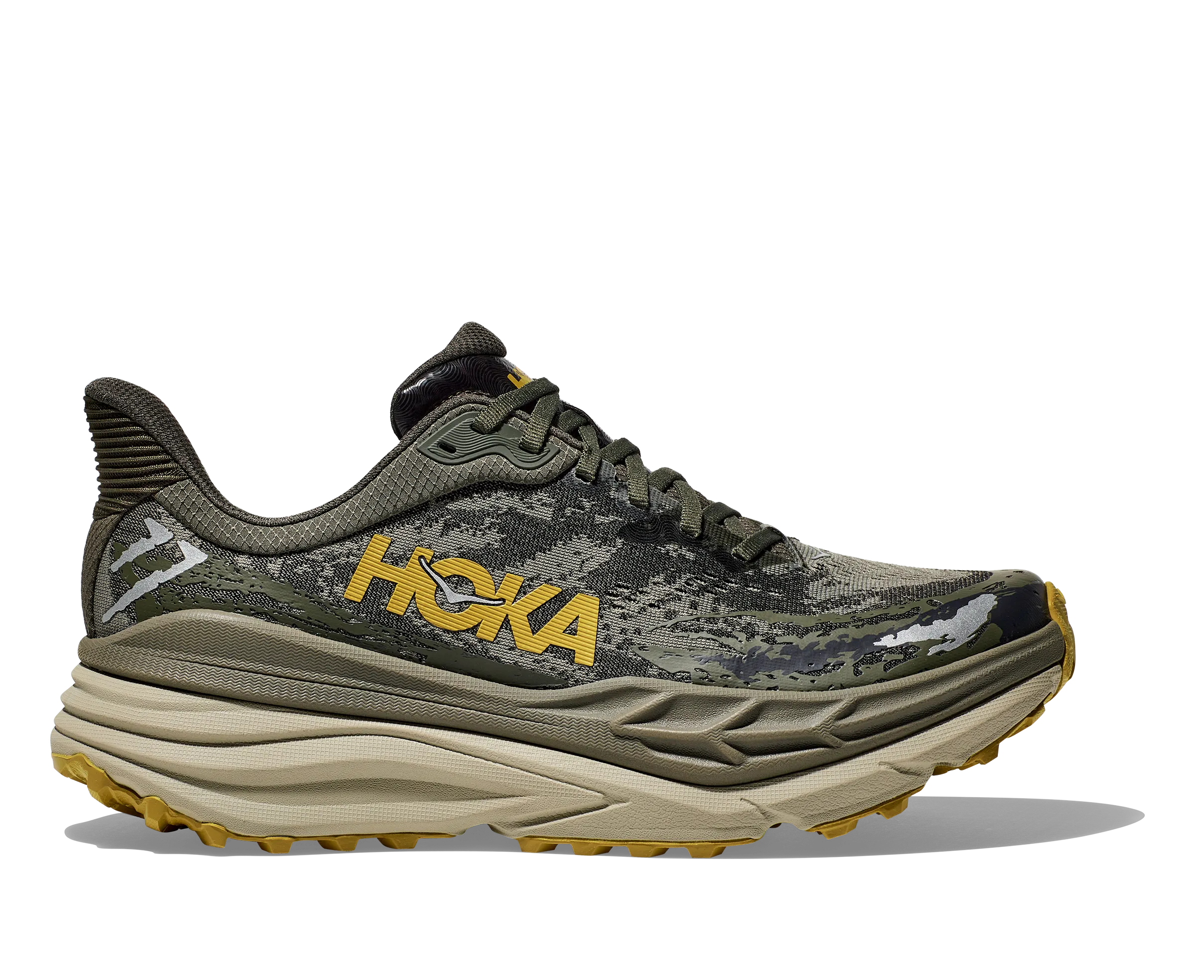 Men's Hoka Stinson 7 Color: Olive Haze / Forest Cover