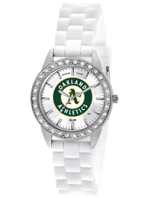 MLB Womens Oakland A's Frost Watch - Crystal Bezel - Silicone Strap