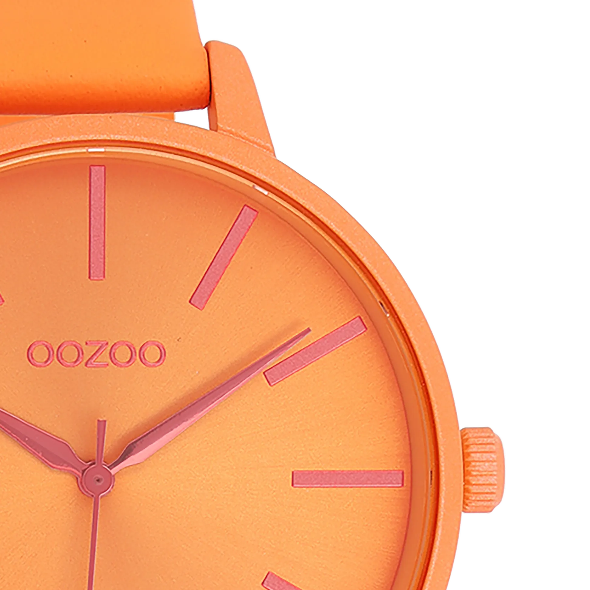 Neon orange OOZOO watch with neon orange leather strap - C11187