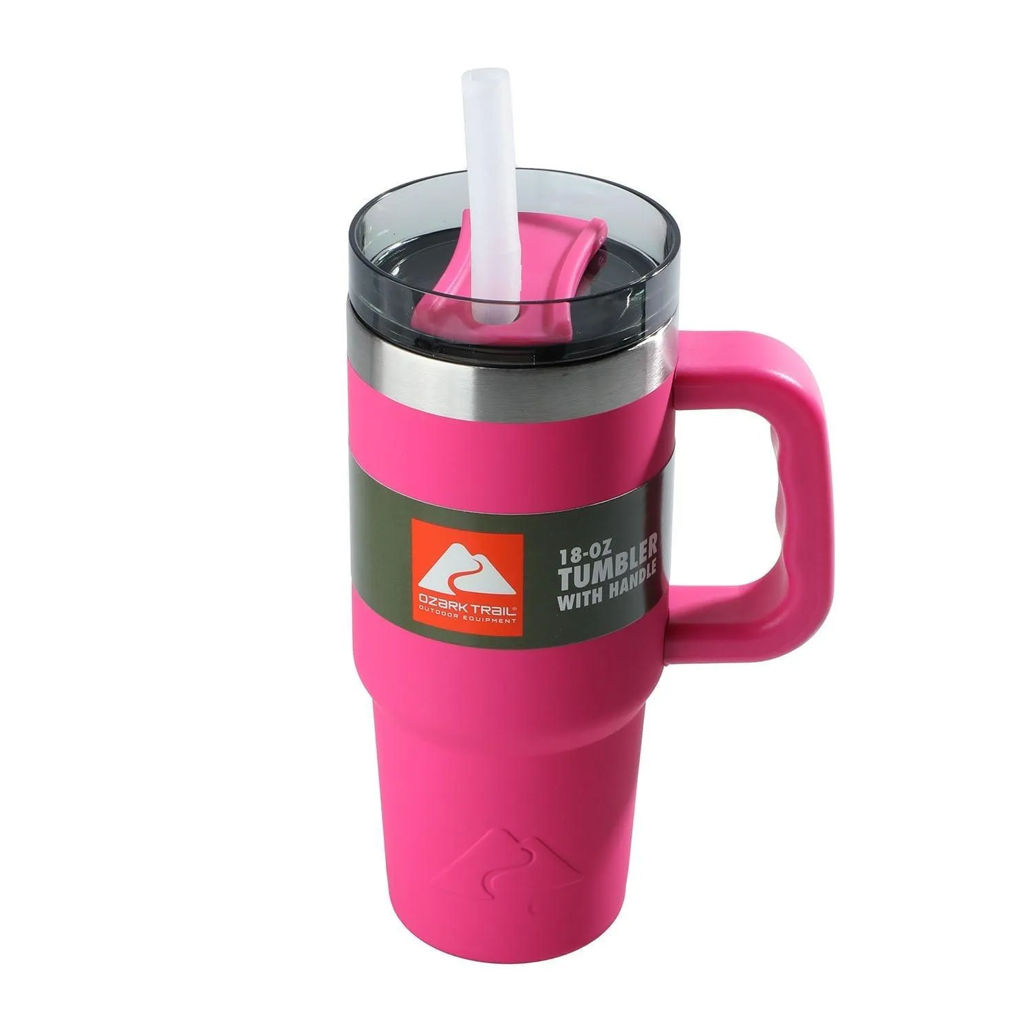 Ozark Trail 18 oz Insulated Stainless Steel Tumbler with Handle, Hot Pink