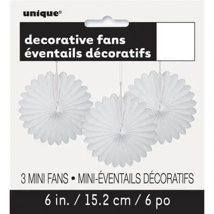 Paper Decorative Fan 6" White - 3 ct.