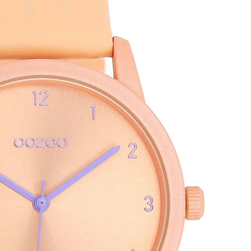 Peach pink OOZOO watch with peach pink leather strap – C11075