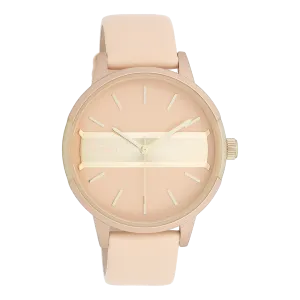 Peach pink/gold coloured OOZOO watch with peach pink leather strap - C11151