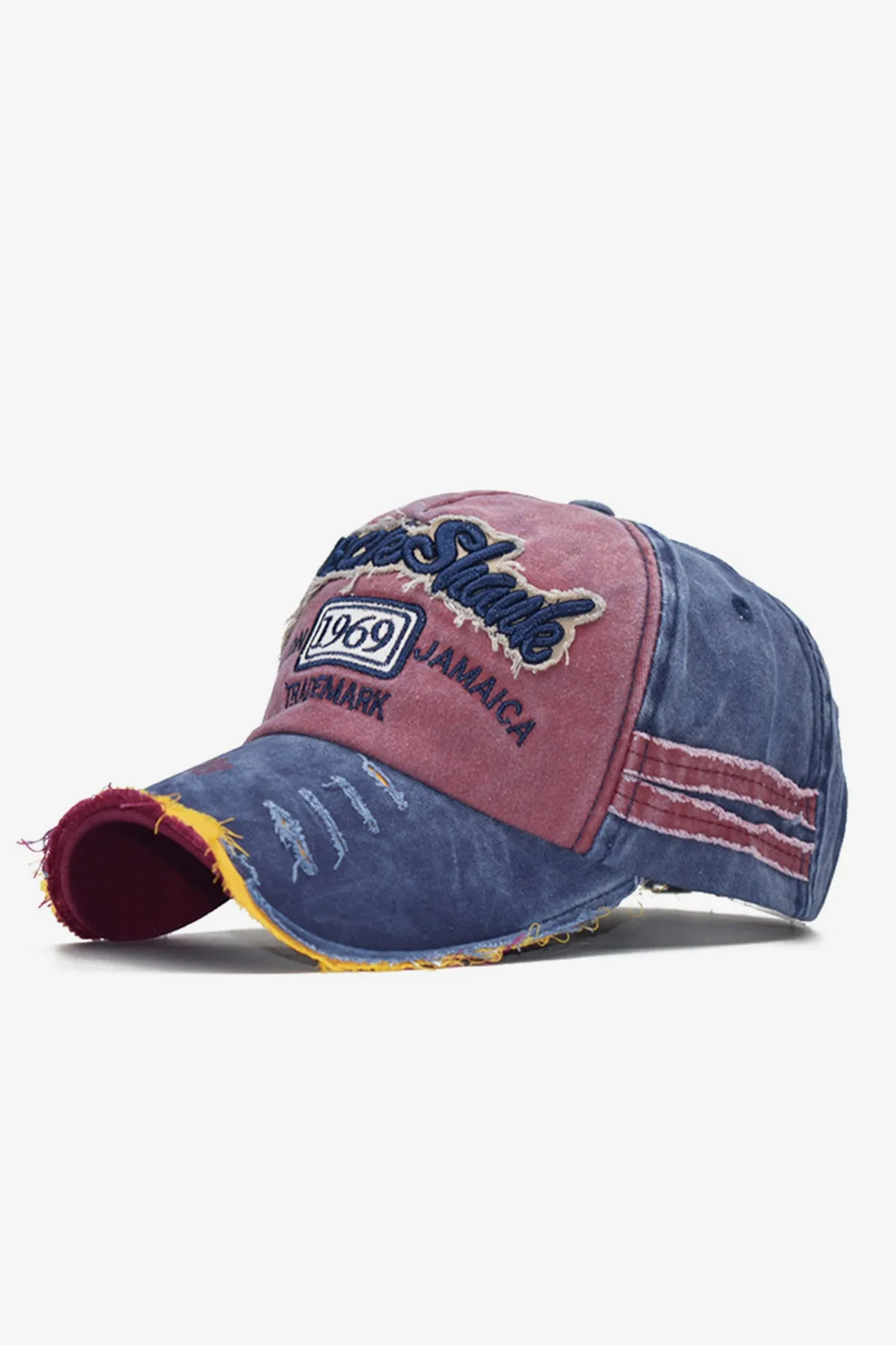 Pink Denim Embroidered Rugged Cap - W23 - MCP054R