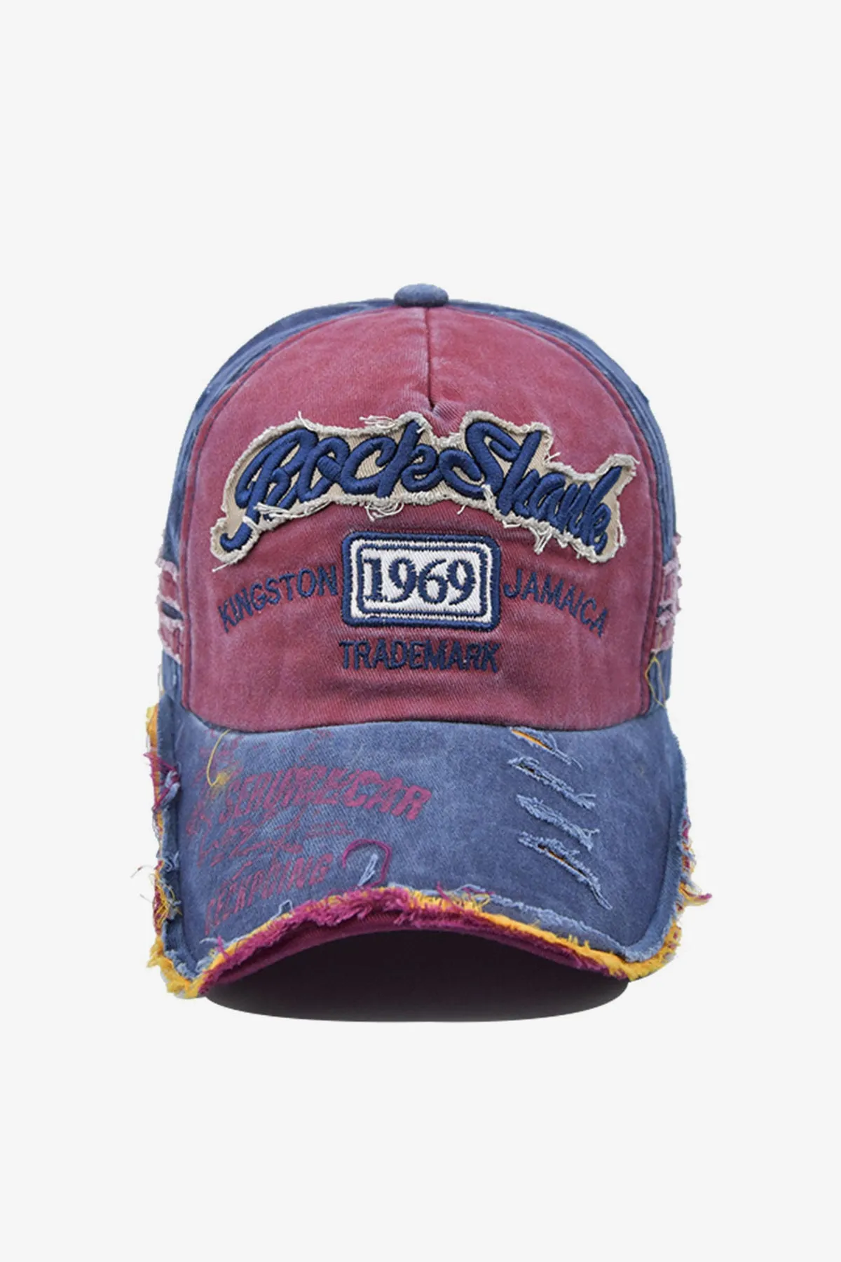 Pink Denim Embroidered Rugged Cap - W23 - MCP054R